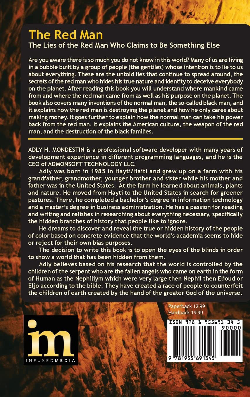 Back cover of The Red Man book.